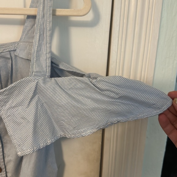 Maeve Light Blue Button-Front Ruffle Top - Picture 3 of 3